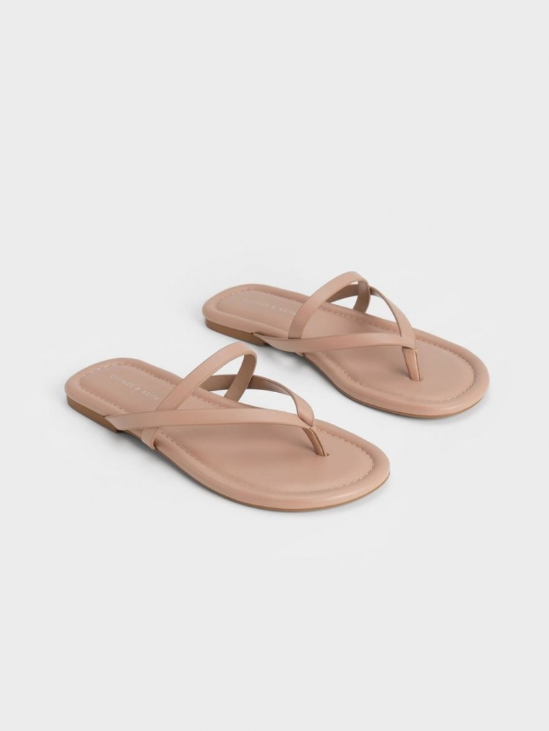 Σανδαλια Charles And Keith strappy Στρινγκ Μπεζ | 64973-KTLH