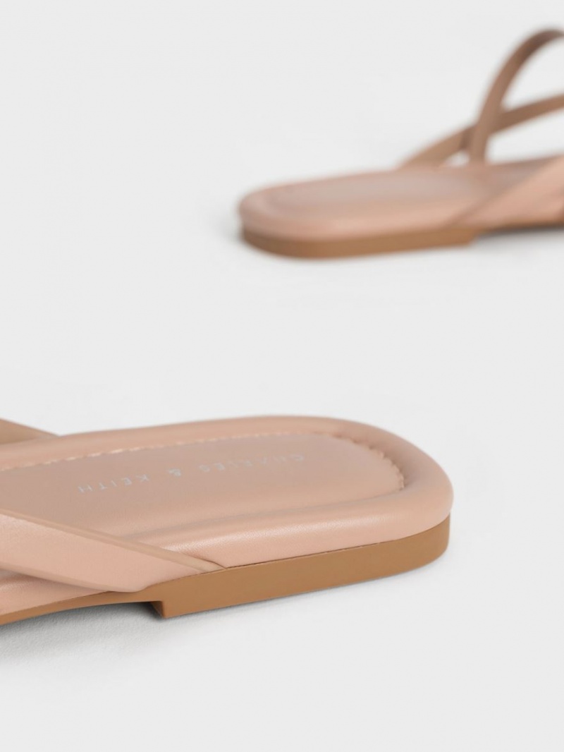 Σανδαλια Charles And Keith strappy Στρινγκ Μπεζ | 64973-KTLH