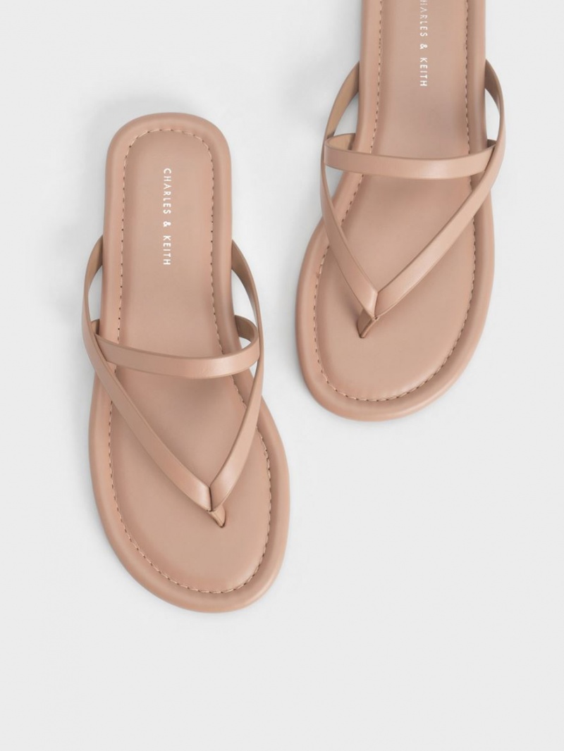 Σανδαλια Charles And Keith strappy Στρινγκ Μπεζ | 64973-KTLH