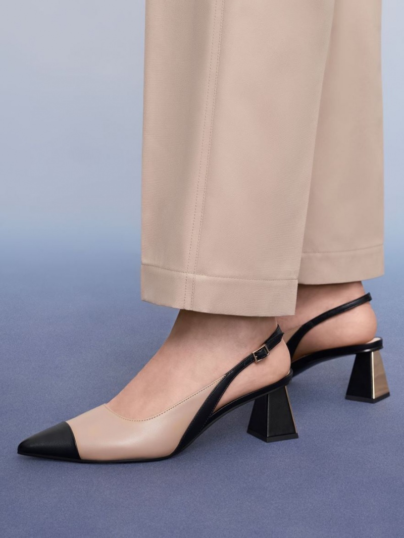 Γοβεσ Charles And Keith toe Cap Slingback Μπεζ | 29460-WRQD