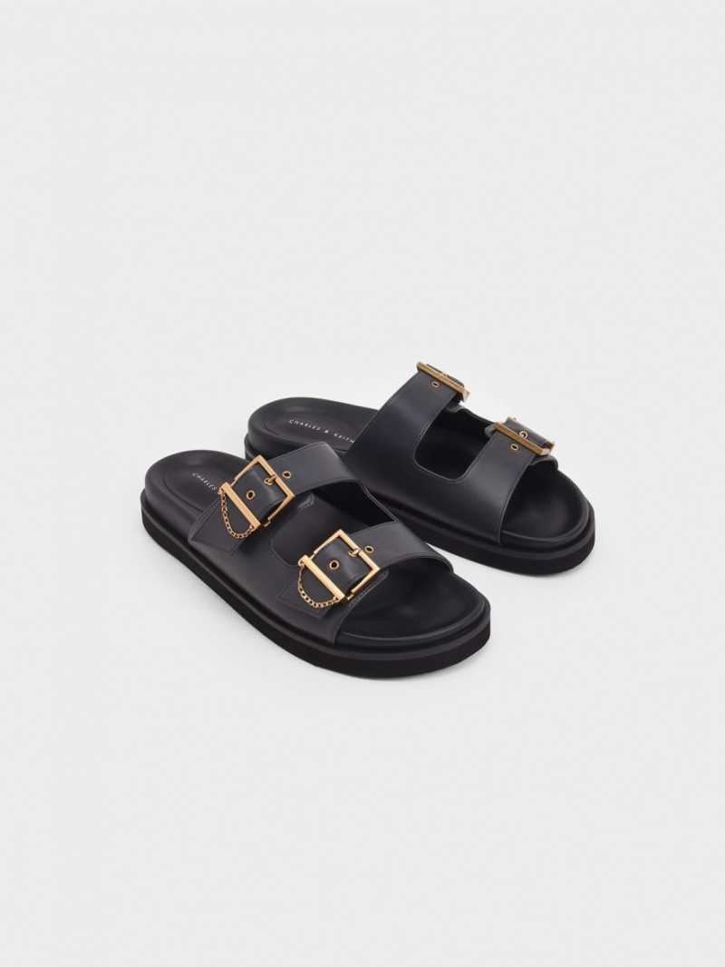 Σανδάλια Slide Charles And Keith Chain-Link Buckled σκούρο μπλε | 89201-KOEN