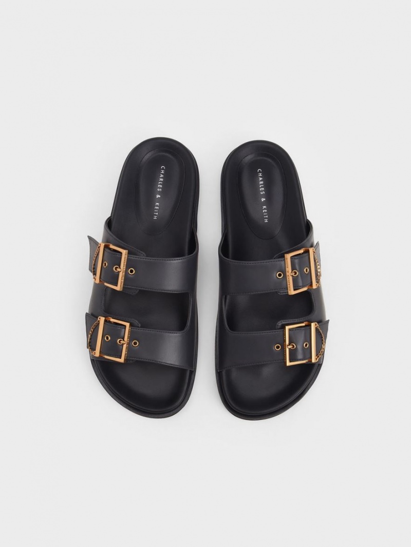 Σανδάλια Slide Charles And Keith Chain-Link Buckled σκούρο μπλε | 89201-KOEN