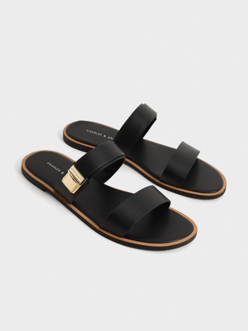 Σανδάλια Slide Charles And Keith Dove Metallic πόρπης μαυρα | 80471-YEMS