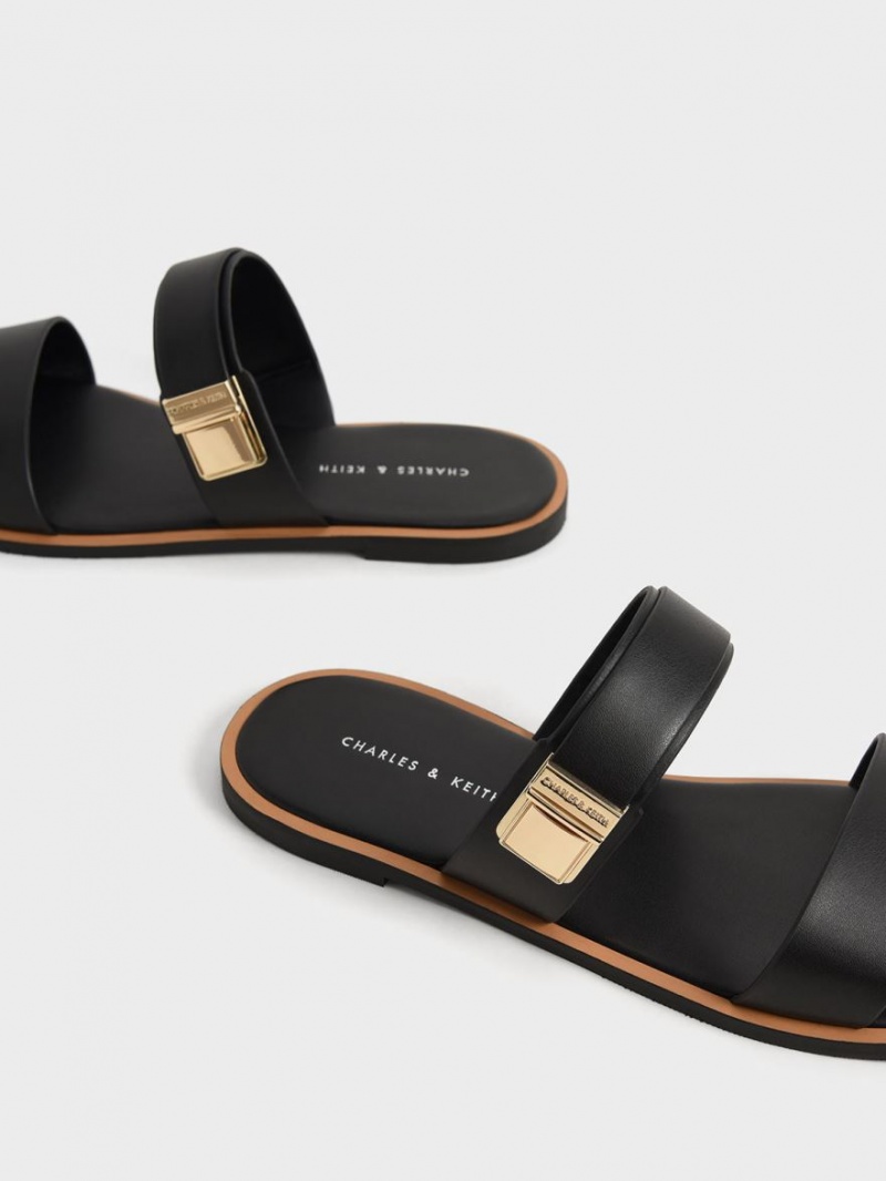 Σανδάλια Slide Charles And Keith Dove Metallic πόρπης μαυρα | 80471-YEMS