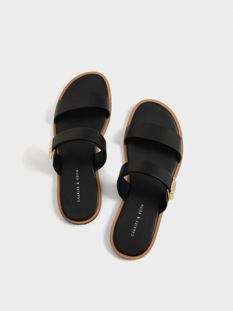 Σανδάλια Slide Charles And Keith Dove Metallic πόρπης μαυρα | 80471-YEMS