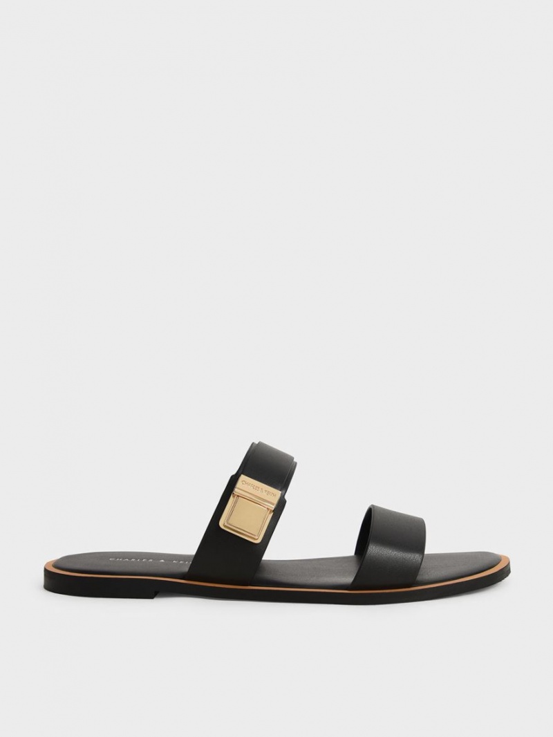 Σανδάλια Slide Charles And Keith Dove Metallic πόρπης μαυρα | 80471-YEMS