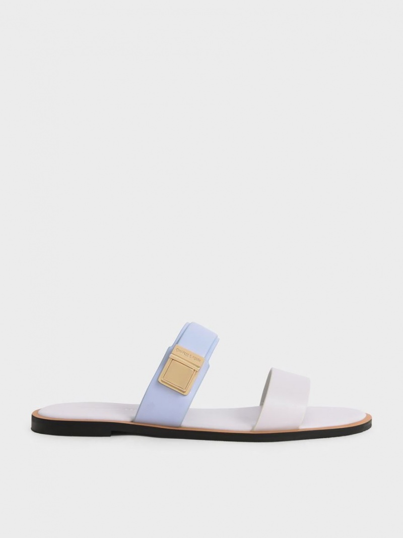 Σανδάλια Slide Charles And Keith Dove Metallic πόρπης ανοιχτο μπλε | 82631-QIMO