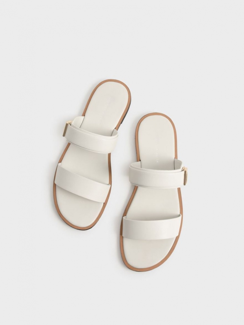 Σανδάλια Slide Charles And Keith Dove Metallic πόρπης ασπρα | 53621-JDQS
