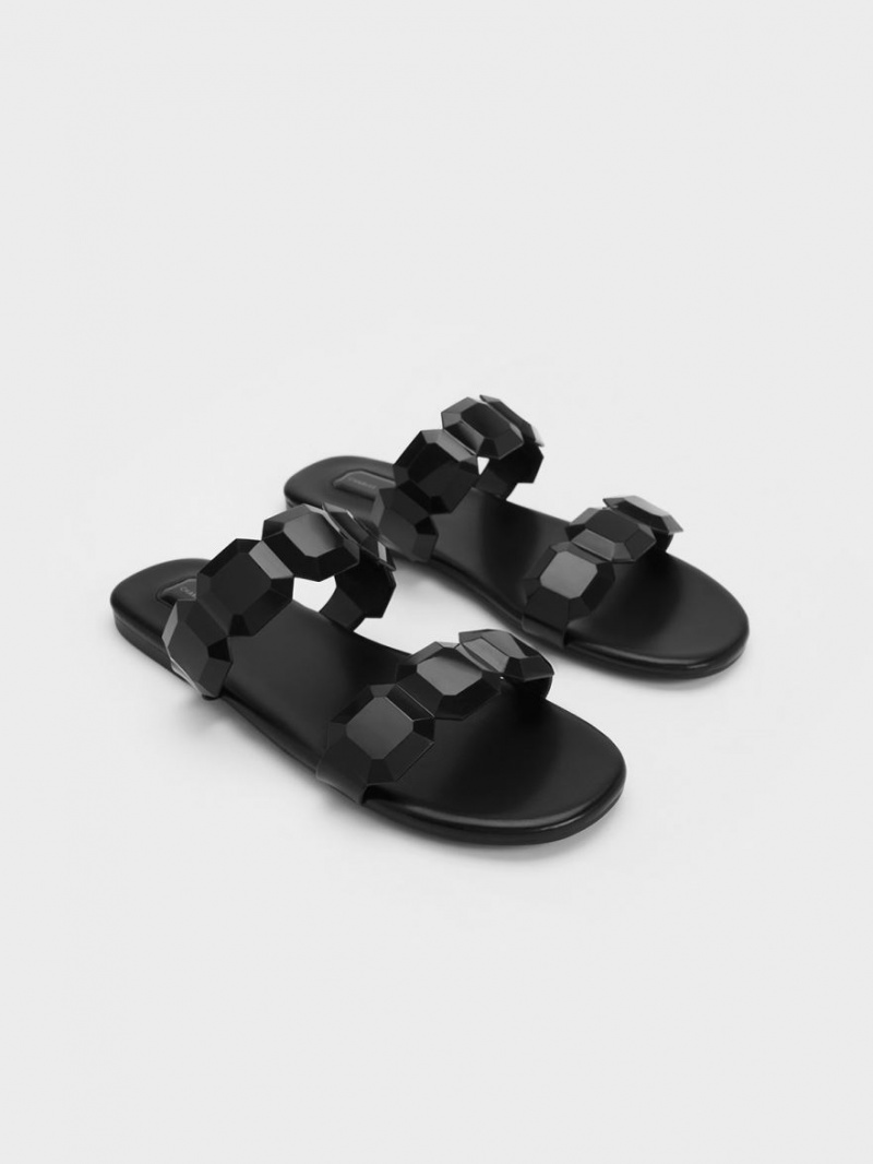 Σανδάλια Slide Charles And Keith Fia Gem-λουρακια μαυρα | 01354-MCOH