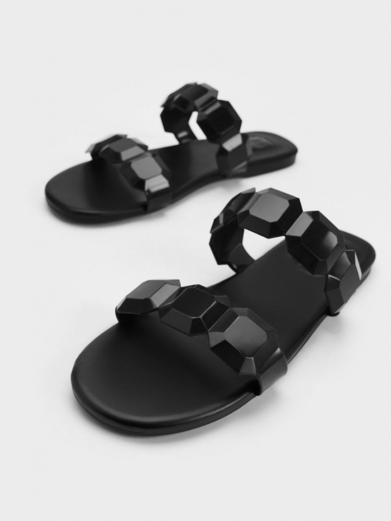 Σανδάλια Slide Charles And Keith Fia Gem-λουρακια μαυρα | 01354-MCOH