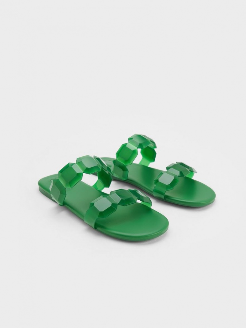 Σανδάλια Slide Charles And Keith Fia Gem-λουρακια πρασινο | 57031-QKWU