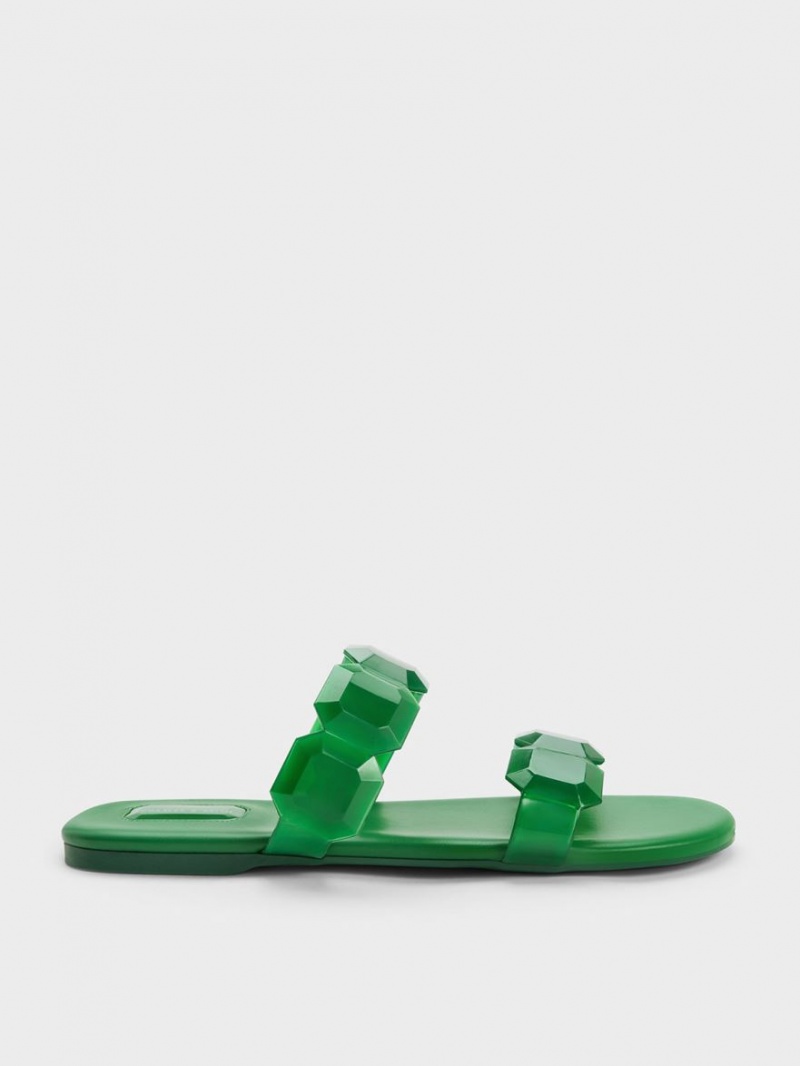 Σανδάλια Slide Charles And Keith Fia Gem-λουρακια πρασινο | 57031-QKWU