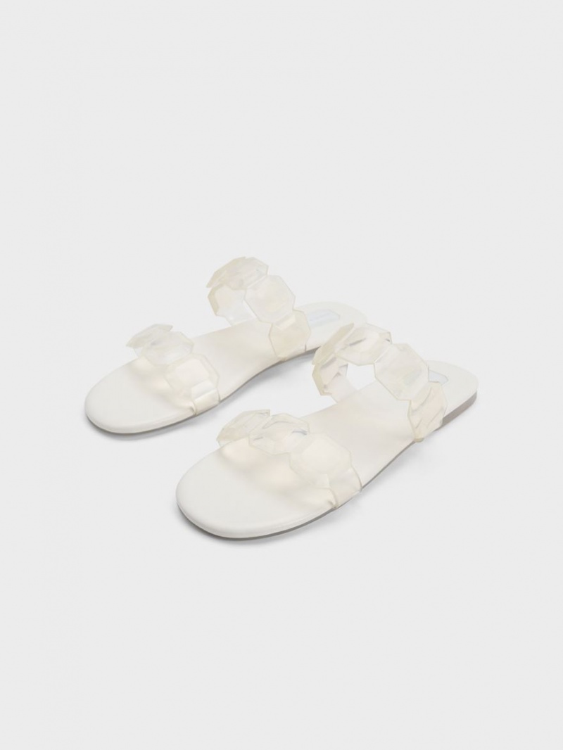 Σανδάλια Slide Charles And Keith Fia Gem-λουρακια ασπρα | 94165-ABGY