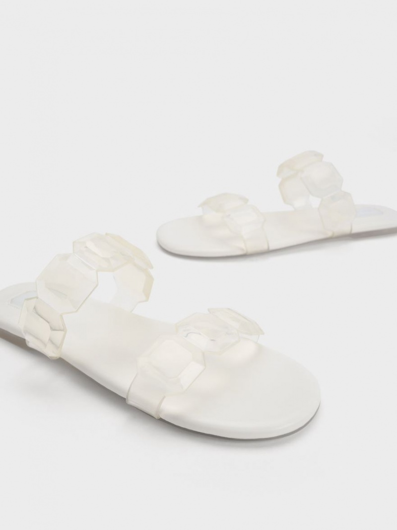 Σανδάλια Slide Charles And Keith Fia Gem-λουρακια ασπρα | 94165-ABGY
