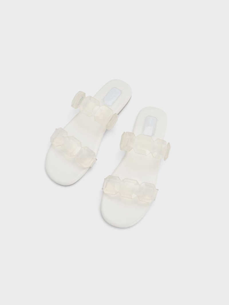 Σανδάλια Slide Charles And Keith Fia Gem-λουρακια ασπρα | 94165-ABGY