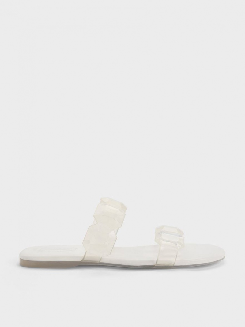 Σανδάλια Slide Charles And Keith Fia Gem-λουρακια ασπρα | 94165-ABGY