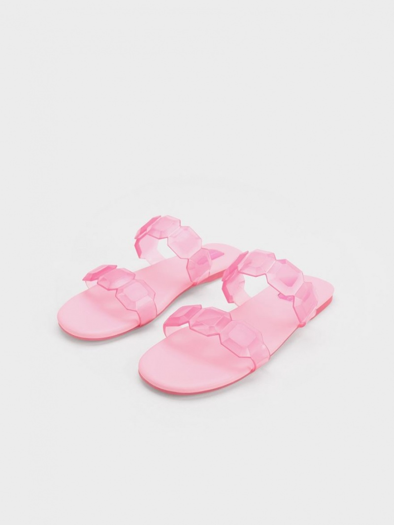 Σανδάλια Slide Charles And Keith Fia Gem-λουρακια ανοιχτο ροζ | 75432-JQHB