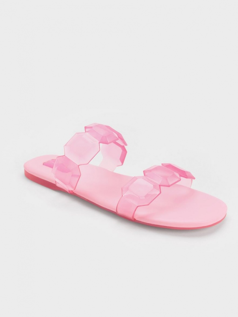 Σανδάλια Slide Charles And Keith Fia Gem-λουρακια ανοιχτο ροζ | 75432-JQHB