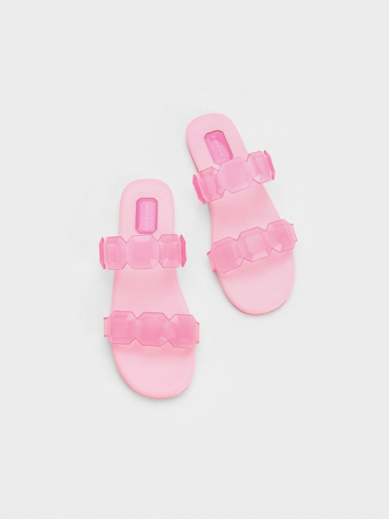 Σανδάλια Slide Charles And Keith Fia Gem-λουρακια ανοιχτο ροζ | 75432-JQHB