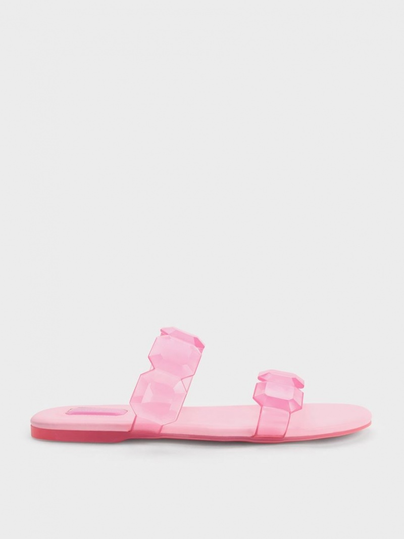 Σανδάλια Slide Charles And Keith Fia Gem-λουρακια ανοιχτο ροζ | 75432-JQHB