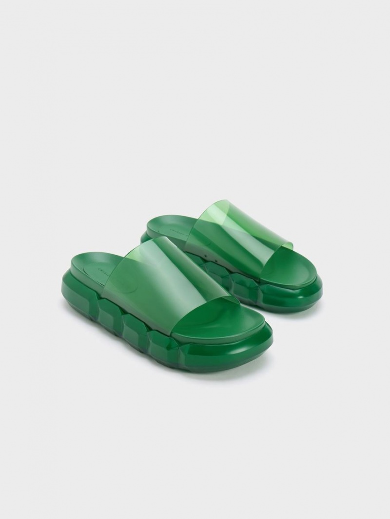 Σανδάλια Slide Charles And Keith Fia See-Through πρασινο | 17690-VKTQ