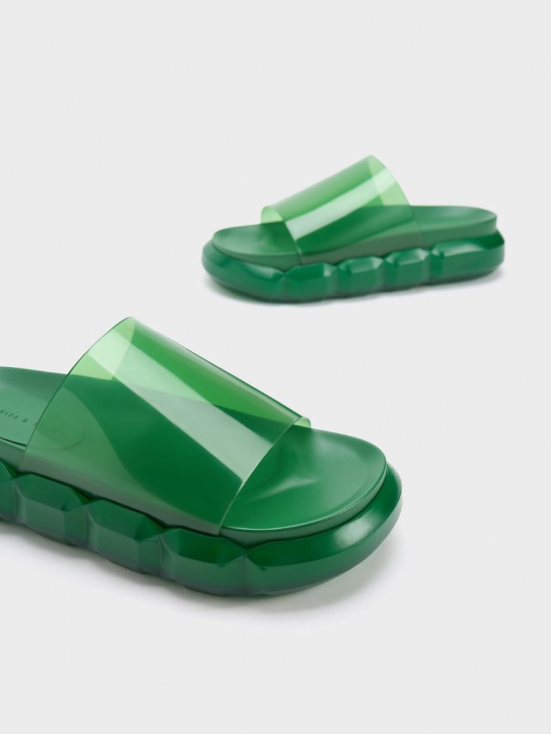 Σανδάλια Slide Charles And Keith Fia See-Through πρασινο | 17690-VKTQ