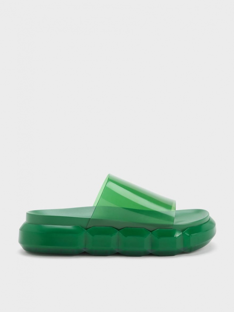 Σανδάλια Slide Charles And Keith Fia See-Through πρασινο | 17690-VKTQ
