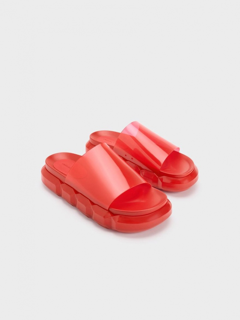 Σανδάλια Slide Charles And Keith Fia See-Through κοκκινα | 61534-UDBI