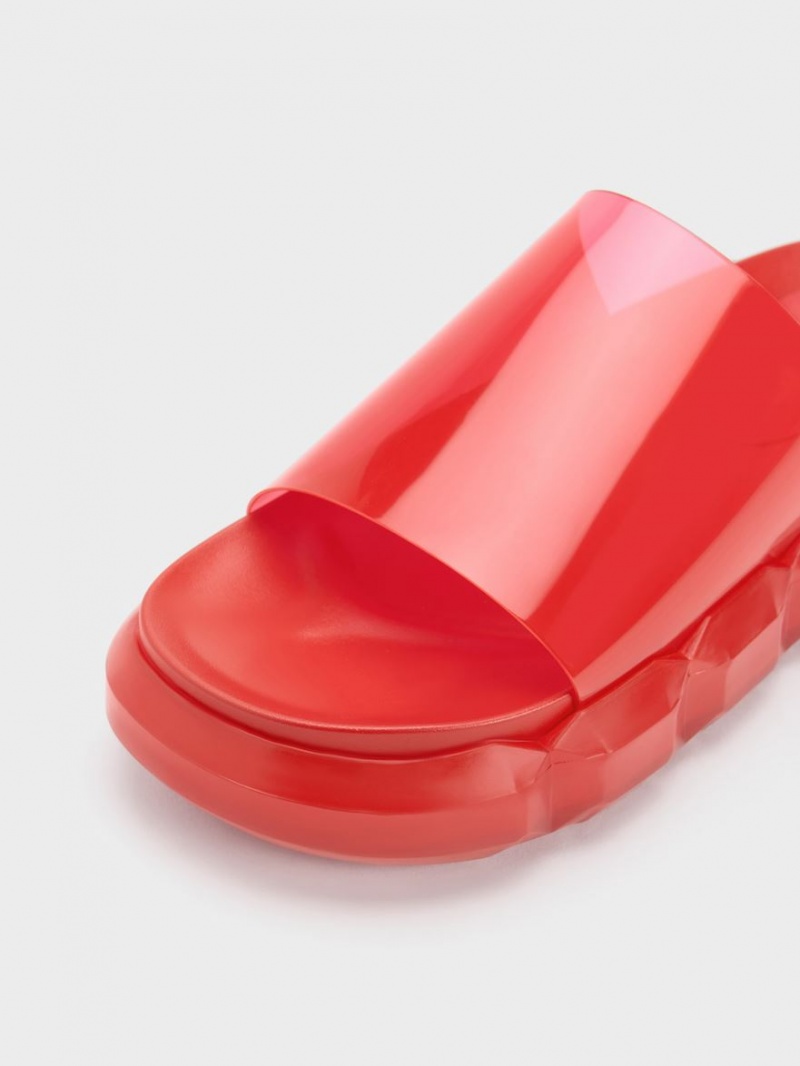 Σανδάλια Slide Charles And Keith Fia See-Through κοκκινα | 61534-UDBI