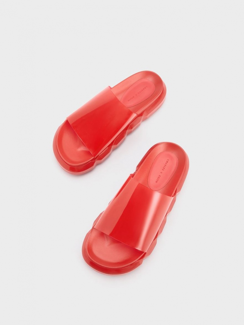 Σανδάλια Slide Charles And Keith Fia See-Through κοκκινα | 61534-UDBI