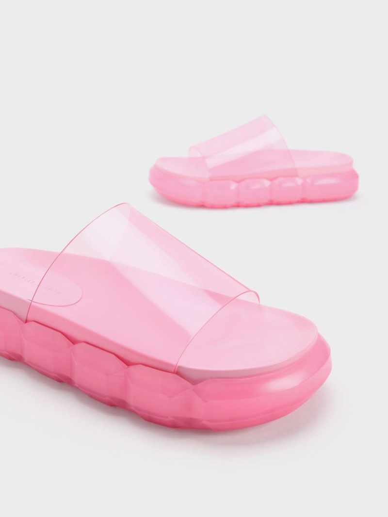 Σανδάλια Slide Charles And Keith Fia See-Through ανοιχτο ροζ | 57391-SYWC