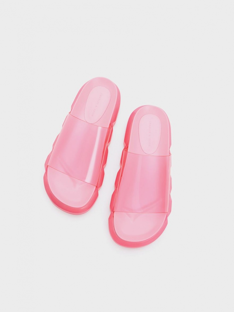 Σανδάλια Slide Charles And Keith Fia See-Through ανοιχτο ροζ | 57391-SYWC