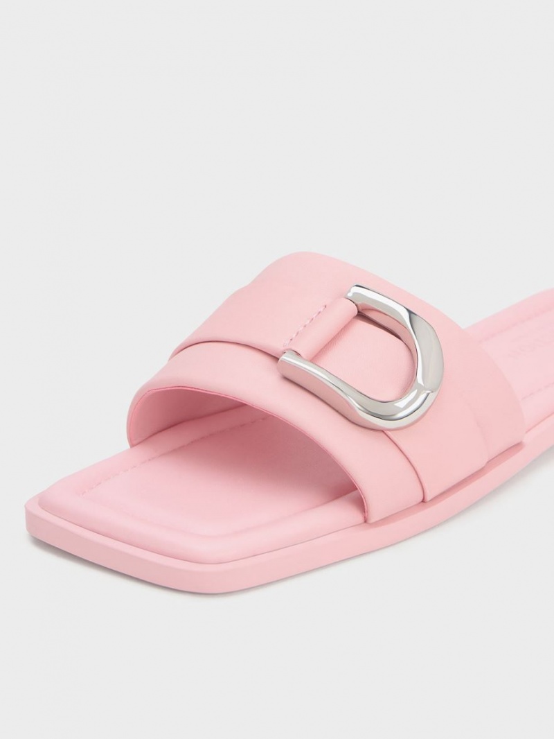 Σανδάλια Slide Charles And Keith Gabine δερματινα ροζ | 46970-UPCK