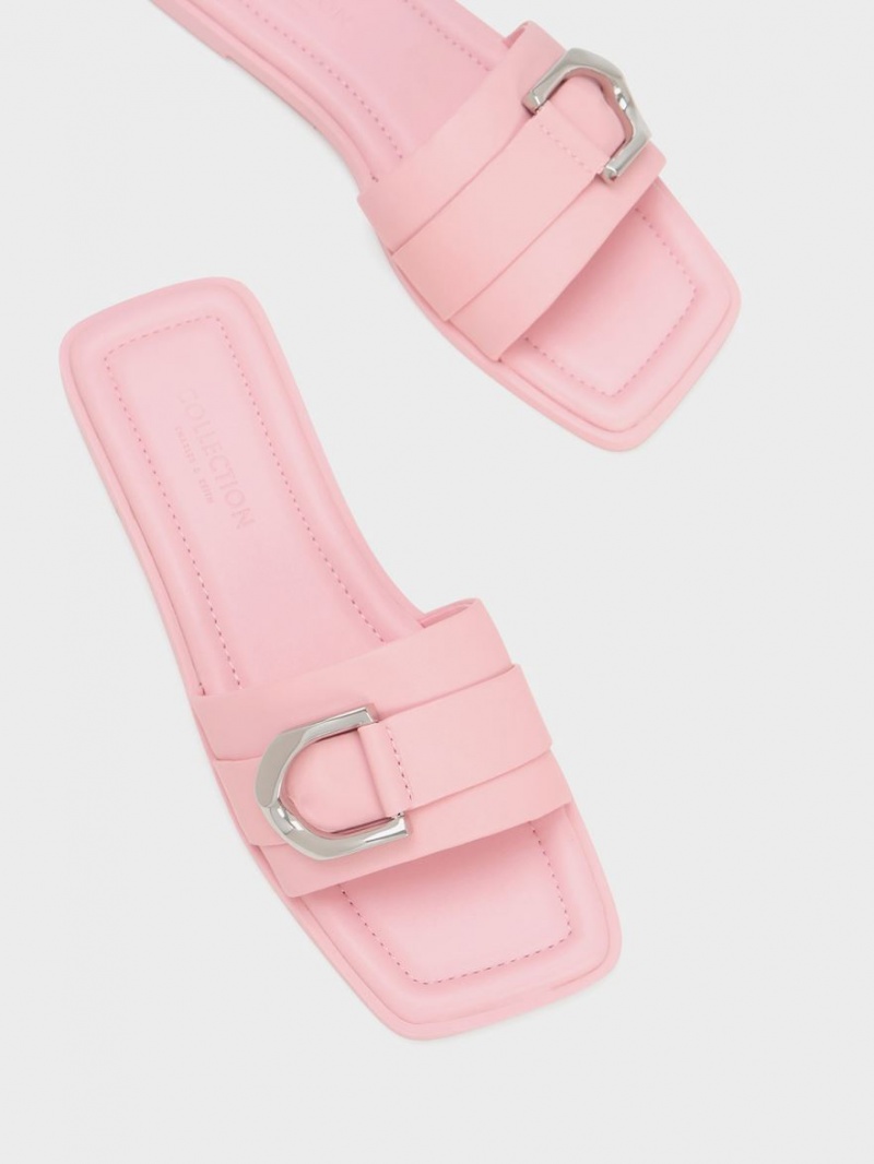 Σανδάλια Slide Charles And Keith Gabine δερματινα ροζ | 46970-UPCK