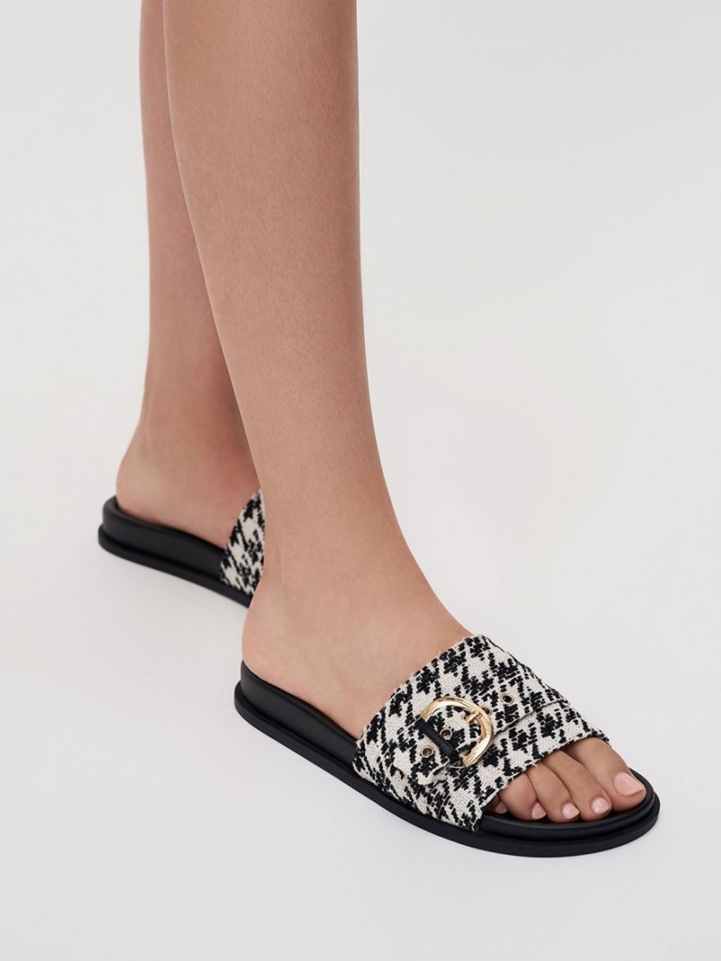 Σανδάλια Slide Charles And Keith Houndstooth Studded πόρπης Πολύχρωμο | 51493-CUYJ