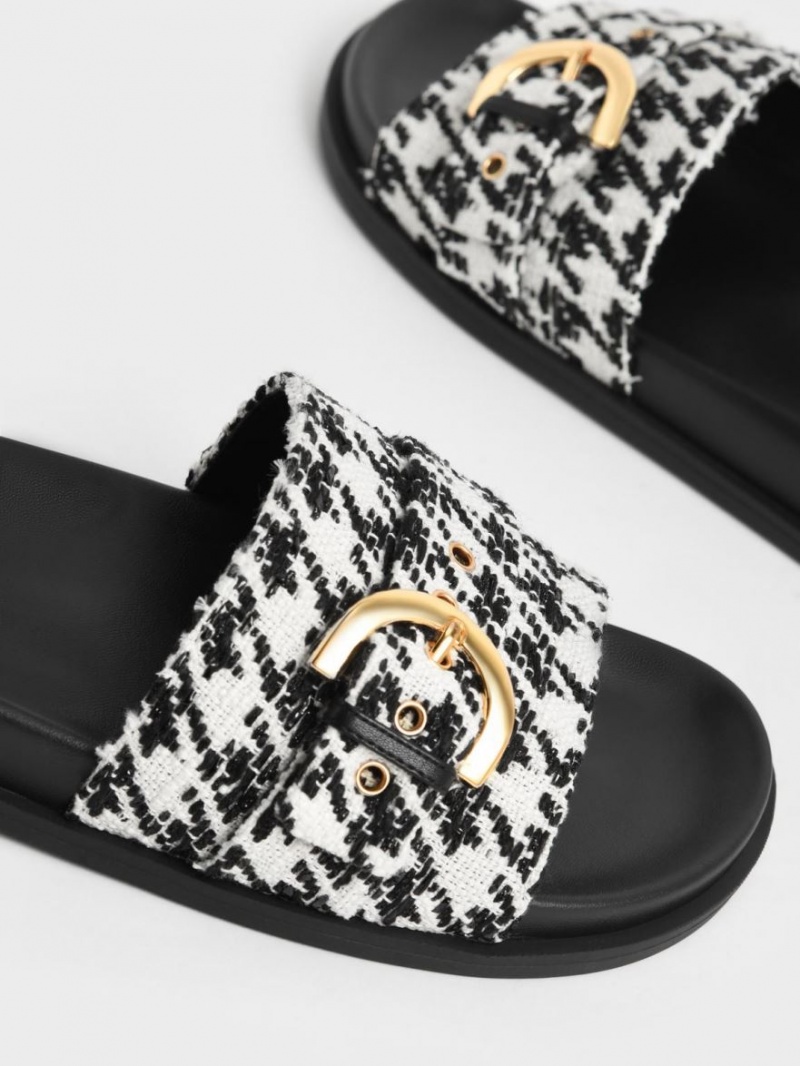 Σανδάλια Slide Charles And Keith Houndstooth Studded πόρπης Πολύχρωμο | 51493-CUYJ