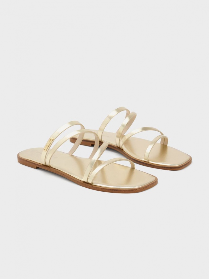 Σανδάλια Slide Charles And Keith Lliana Metallic strappy χρυσο χρωμα | 26957-JCFK