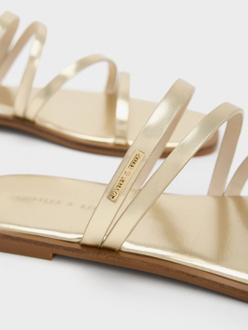 Σανδάλια Slide Charles And Keith Lliana Metallic strappy χρυσο χρωμα | 26957-JCFK