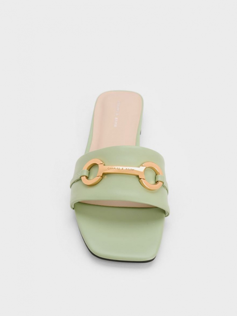 Σανδάλια Slide Charles And Keith Metallic Bar μεντα | 01863-VAQE