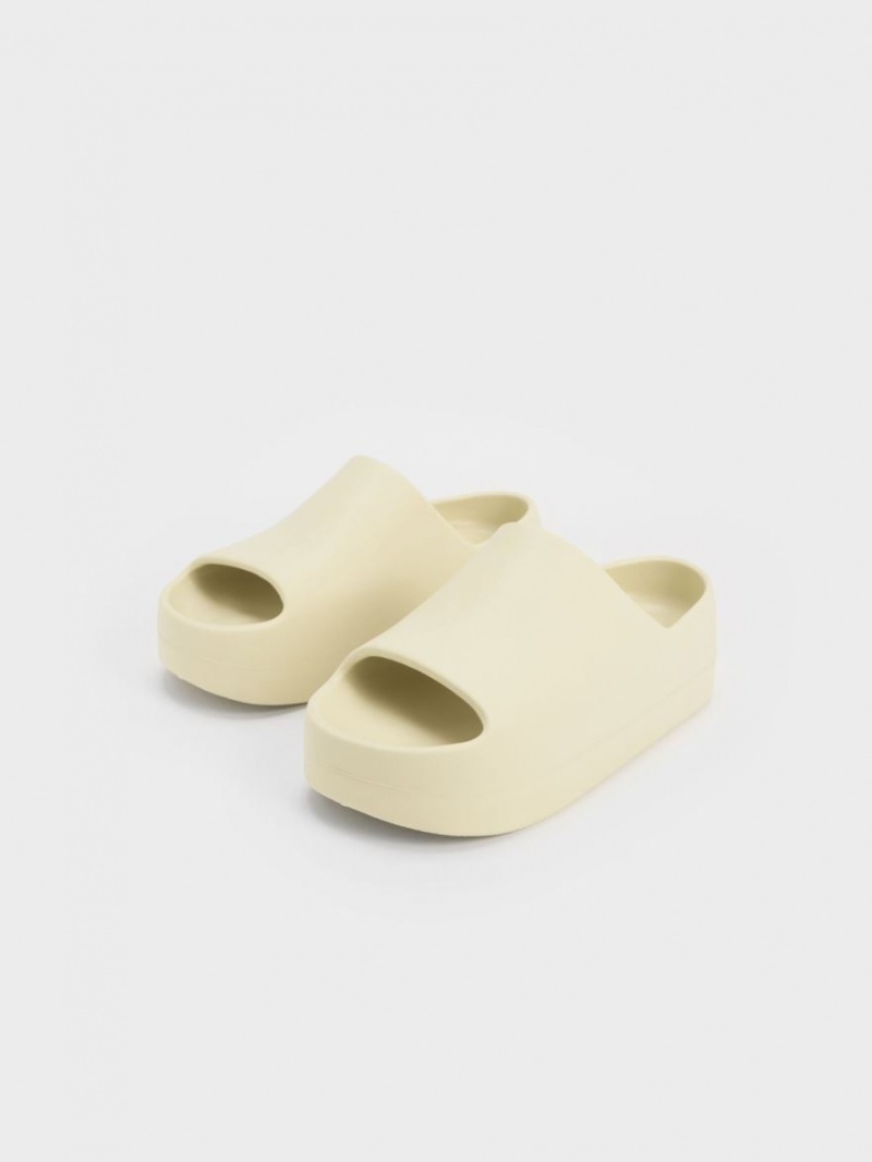 Σανδάλια Slide Charles And Keith Morgan flatforms κίτρινα | 46781-ENLW