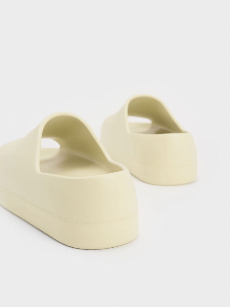 Σανδάλια Slide Charles And Keith Morgan flatforms κίτρινα | 46781-ENLW