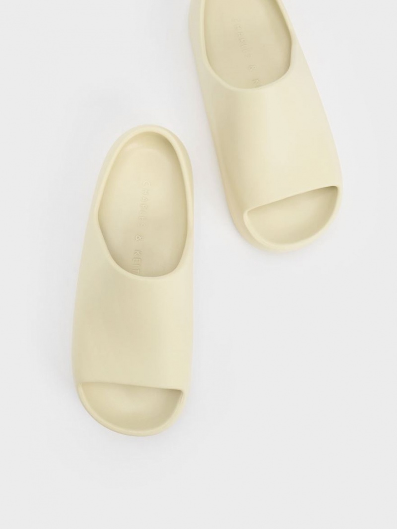 Σανδάλια Slide Charles And Keith Morgan flatforms κίτρινα | 46781-ENLW