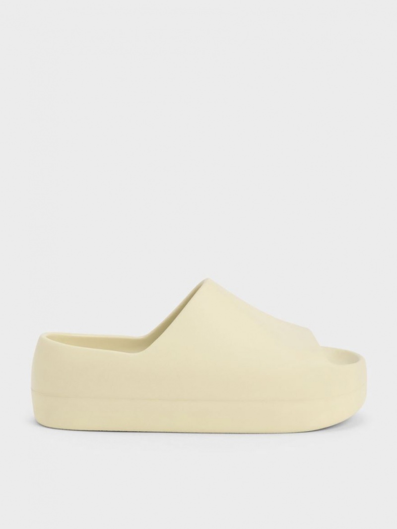 Σανδάλια Slide Charles And Keith Morgan flatforms κίτρινα | 46781-ENLW