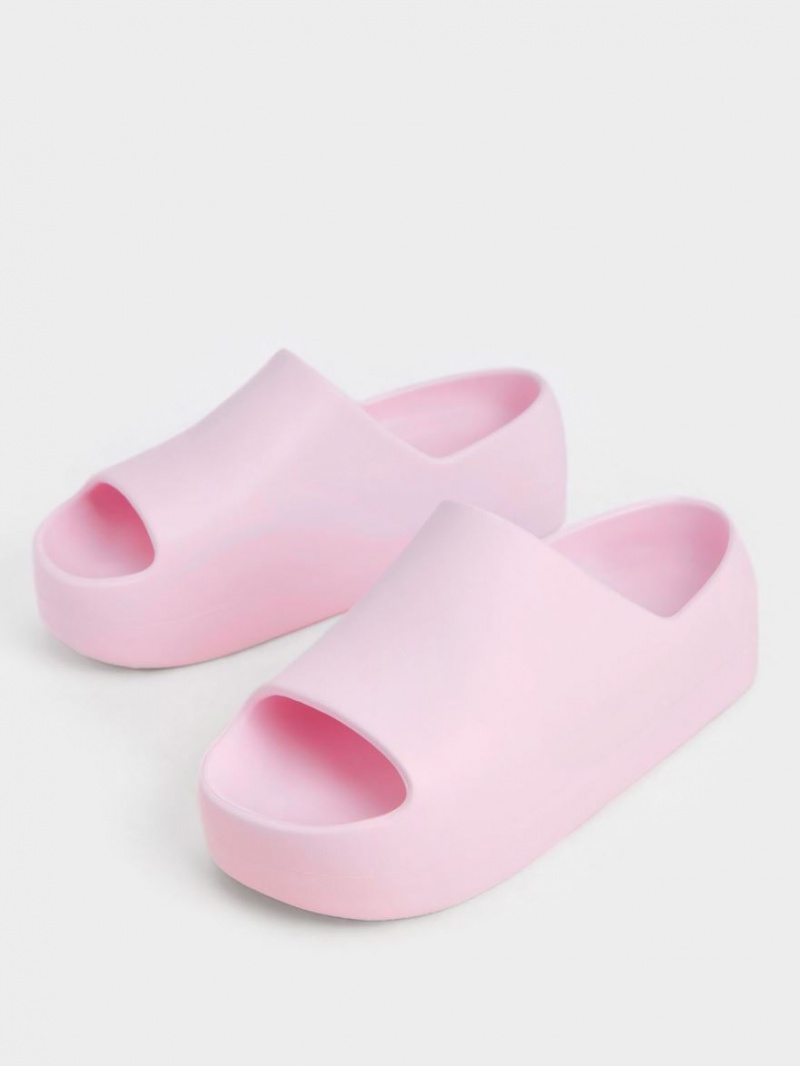 Σανδάλια Slide Charles And Keith Morgan flatforms ανοιχτο ροζ | 56310-NAUC