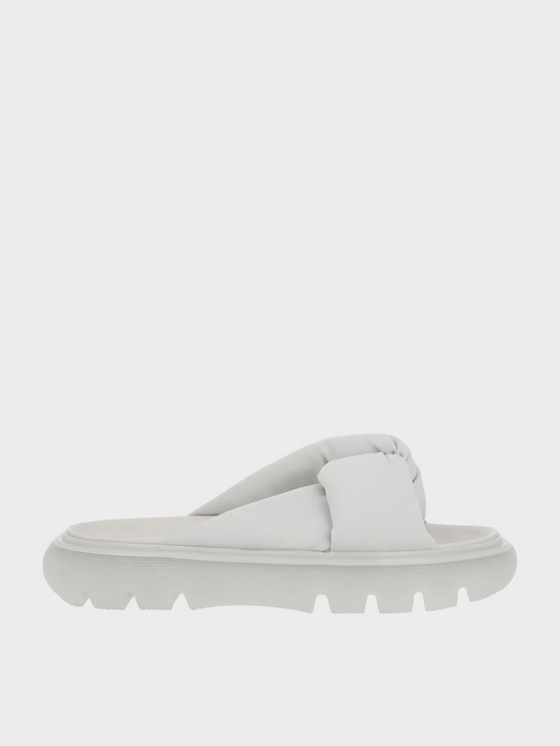 Σανδάλια Slide Charles And Keith Odessa νάιλον Round-toe ασπρα | 32641-ALKU