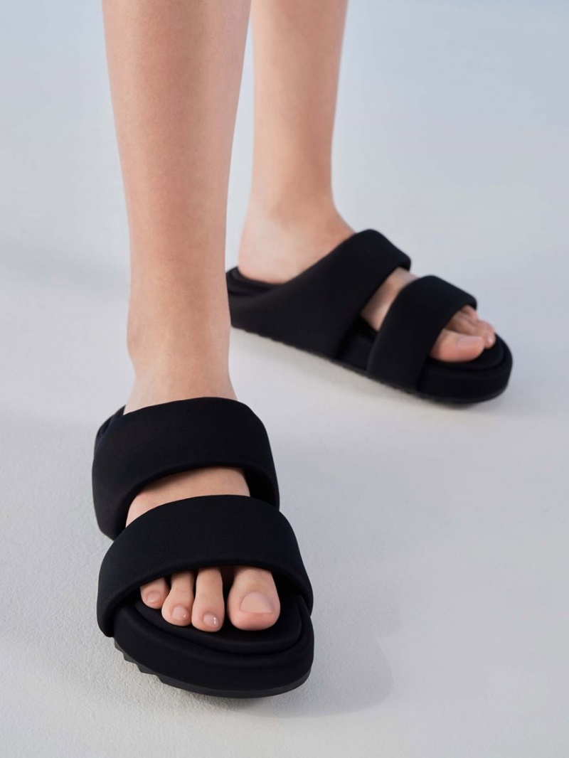 Σανδάλια Slide Charles And Keith Recycled Polyester Με Επένδυση μαυρα | 26319-NUJE