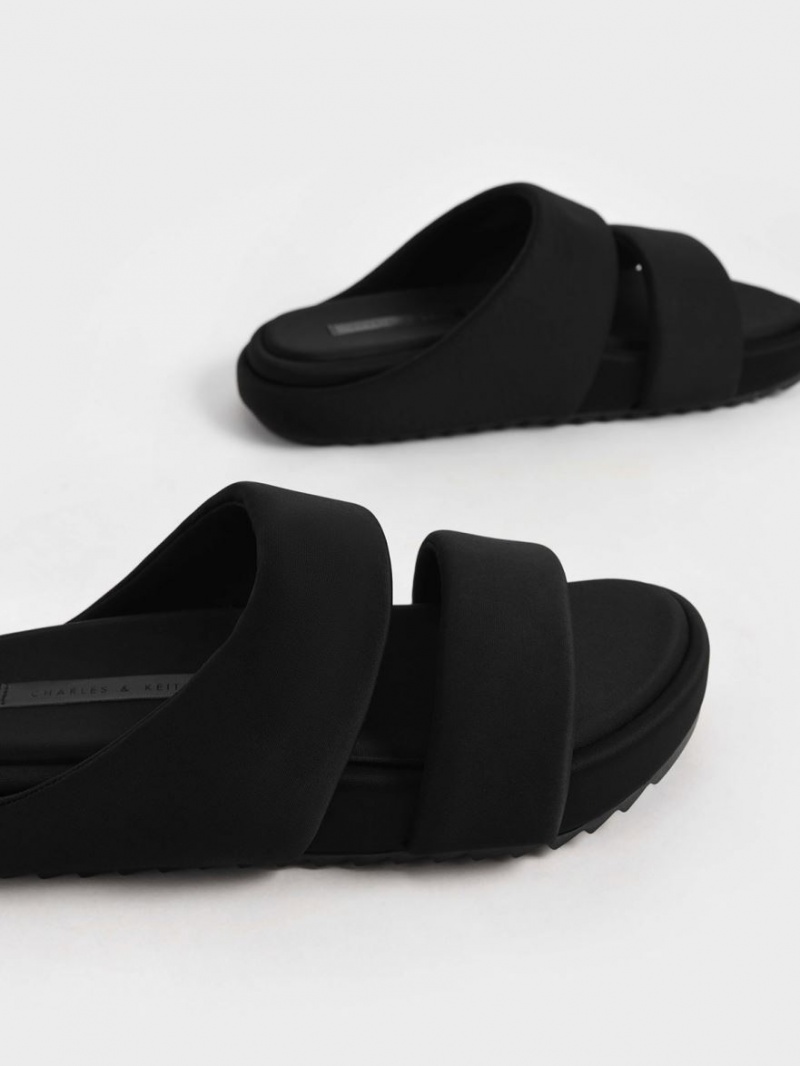 Σανδάλια Slide Charles And Keith Recycled Polyester Με Επένδυση μαυρα | 26319-NUJE
