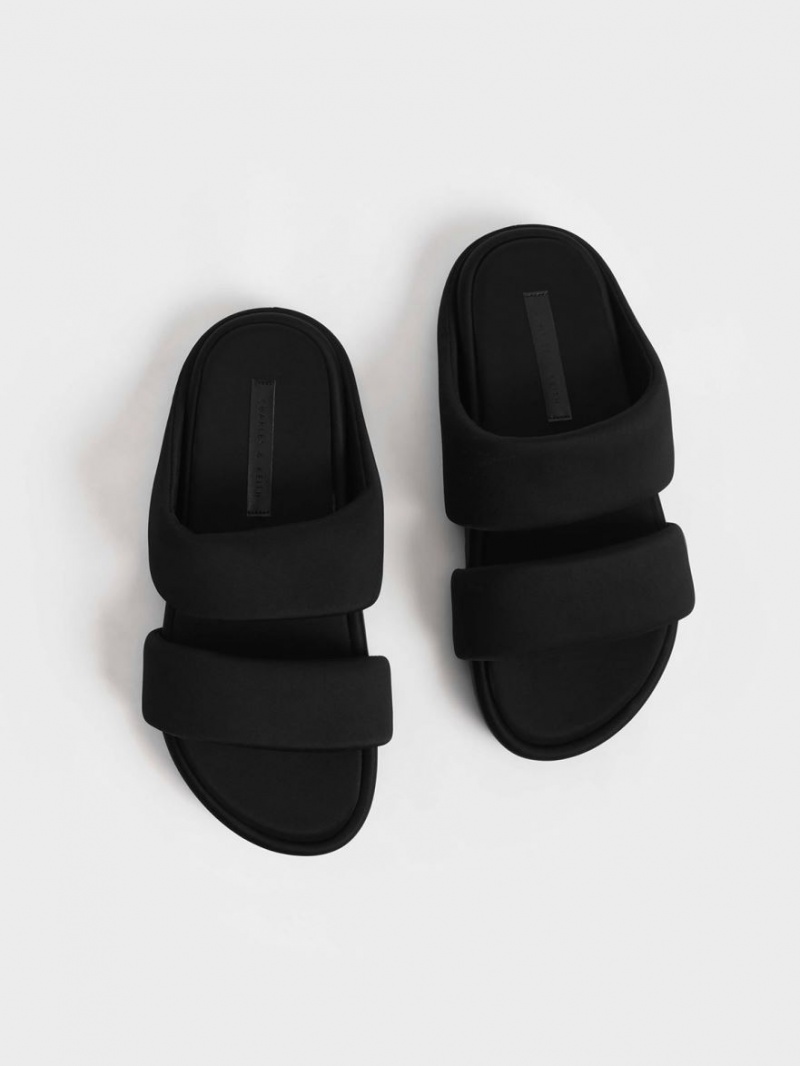 Σανδάλια Slide Charles And Keith Recycled Polyester Με Επένδυση μαυρα | 26319-NUJE