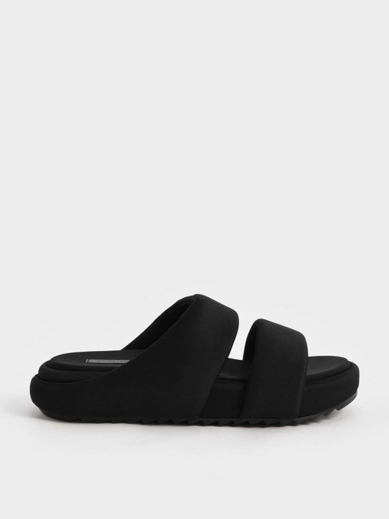 Σανδάλια Slide Charles And Keith Recycled Polyester Με Επένδυση μαυρα | 26319-NUJE