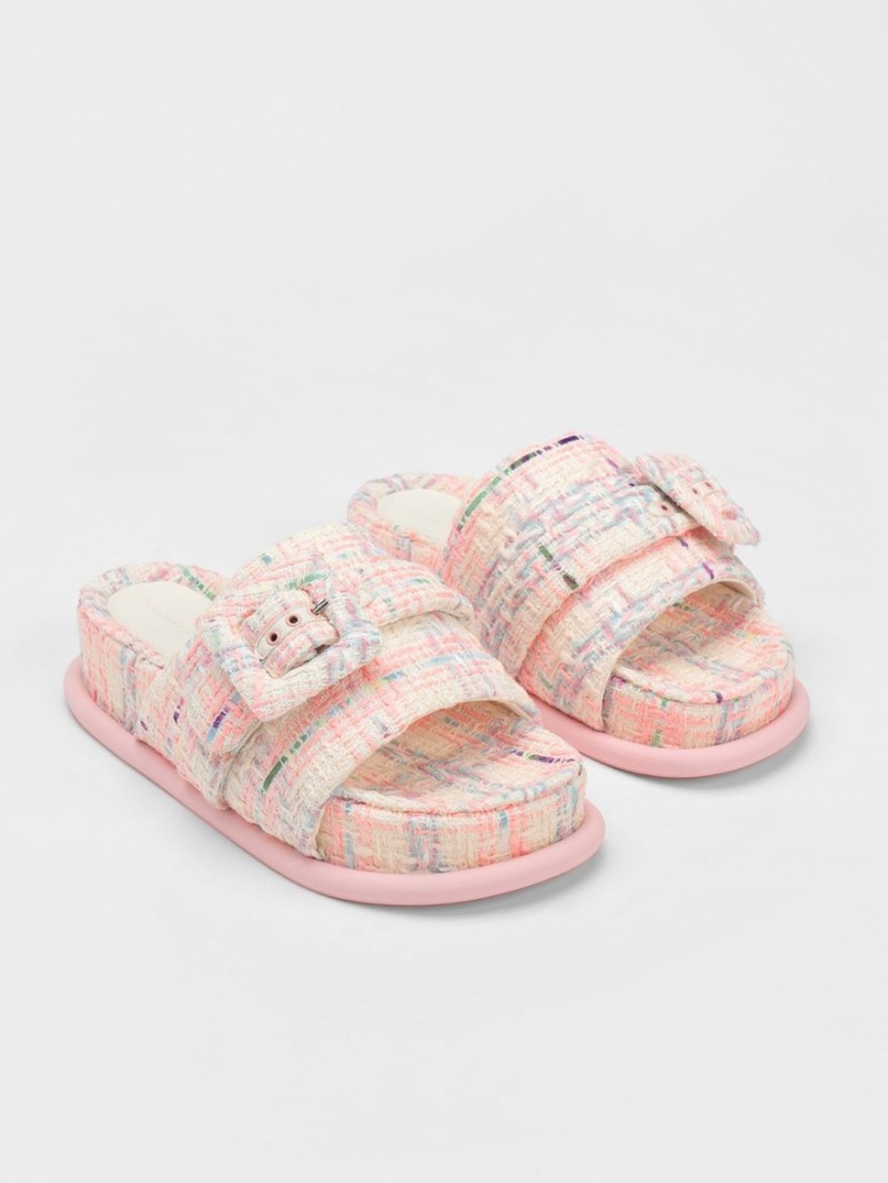 Σανδάλια Slide Charles And Keith Sinead Tweed Buckled Πολύχρωμο | 86594-CTQW